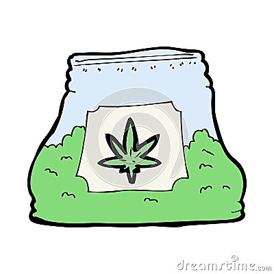 cartoon bag of weed Vector Illustration