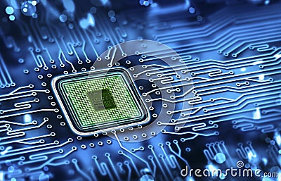 microchip integrated on motherboard Stock Photo