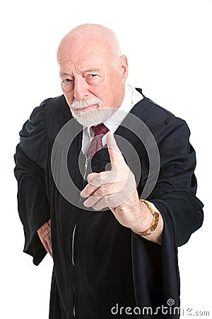 Stern Judge Wags Finger Stock Photo