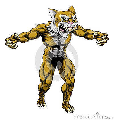 Wildcat scary sports mascot Vector Illustration