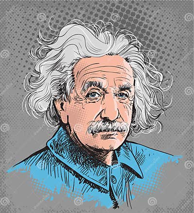 Albert Einstein Colored Portrait Illustration, Line Art Vector ...