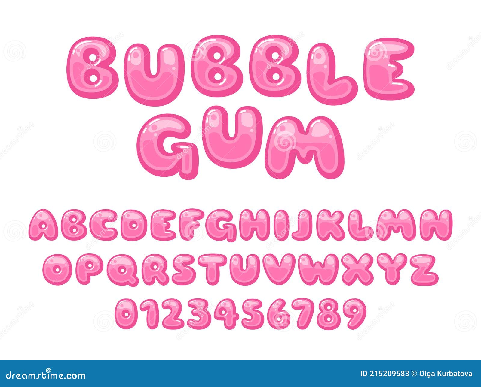 Bubble Gum Font. Pink Sweet Candy Latin Alphabet, Kids Letters and ...