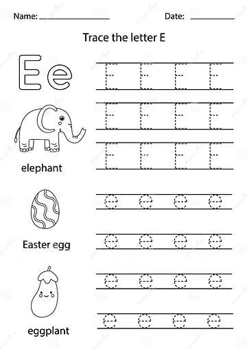 Learning English Alphabet for Kids. Letter E. Stock Vector ...