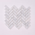 Load image into Gallery viewer, Carrara White Herringbone 1X3  Mosaic Polished/Honed
