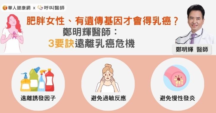 肥胖女性、有遺傳基因才會得乳癌？鄭明輝醫師：3要訣遠離乳癌危機