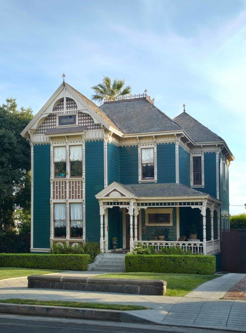 Blue Victorian Home Exterior