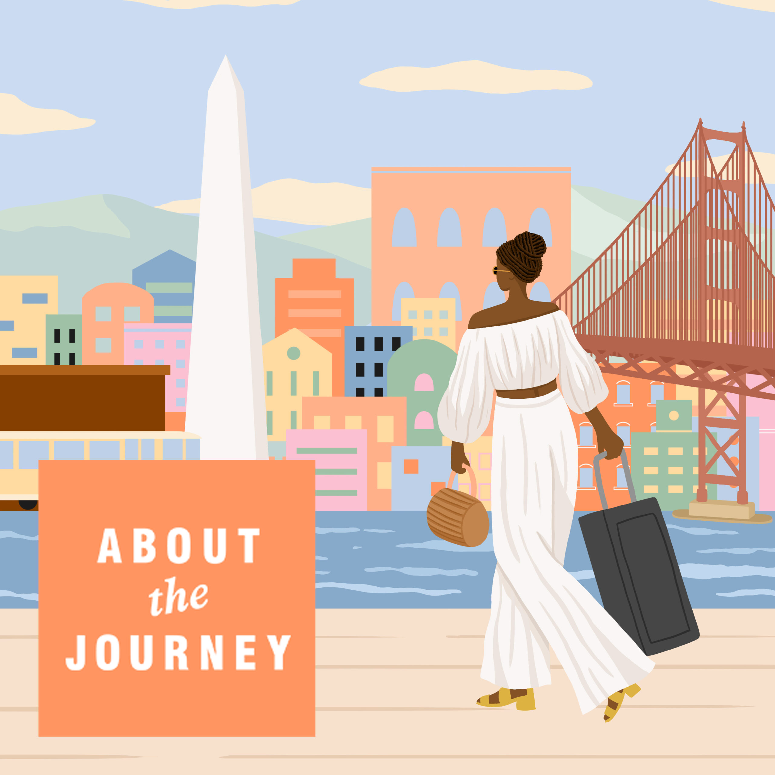 about the journey podcast illustration of woman traveling