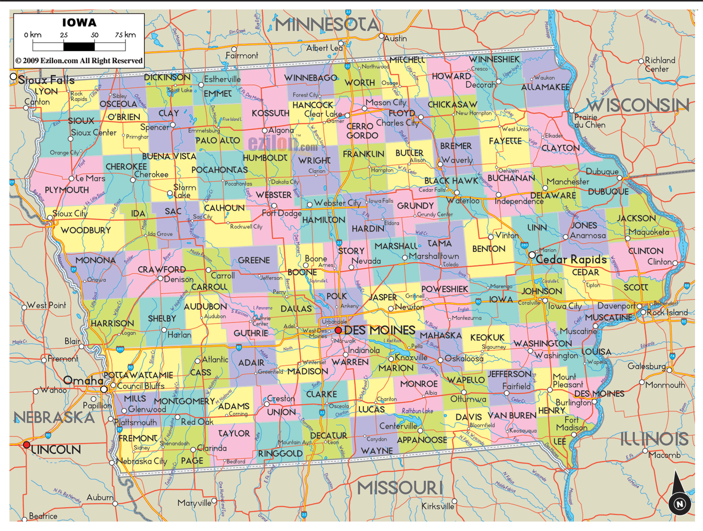 Printable Iowa County Map - Printable Word Searches