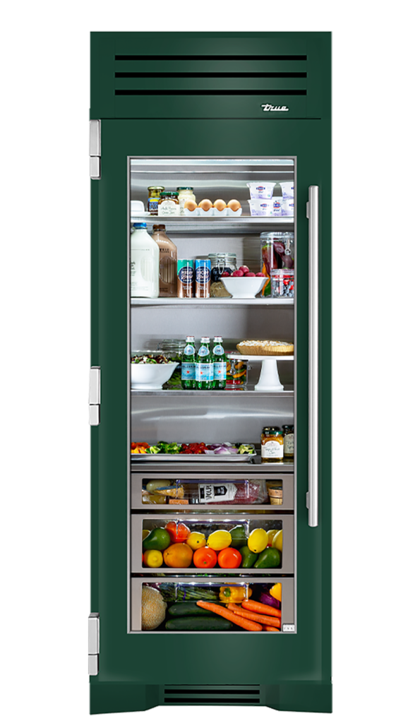 30" Glass Door Refrigerator Column in Emerald