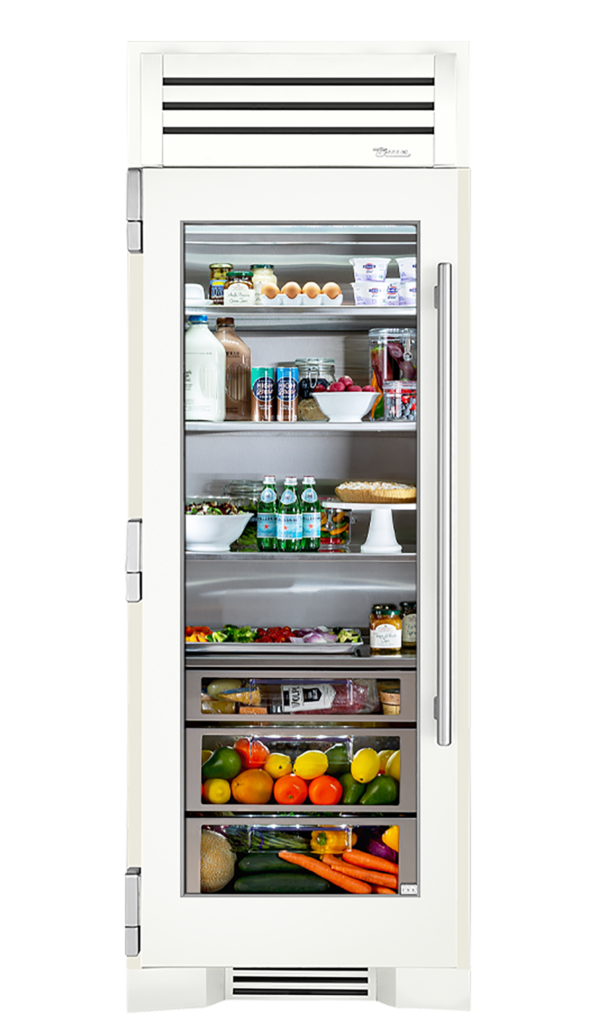 30" Glass Door Refrigerator Column in Matte White