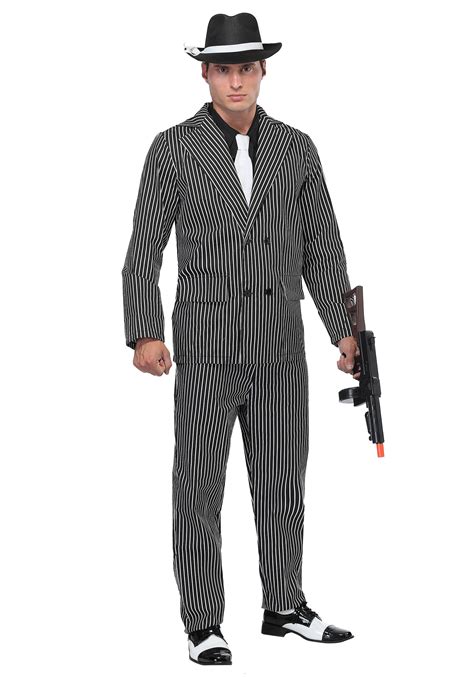 Men's Wide Pin Stripe Gangster Costume