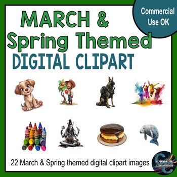 March and Spring Themed Clip Art - Secondary Clip Art - 22 images