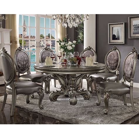 Versailles Antique Platinum Round Dining Table