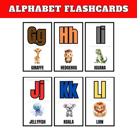 Printable Alphabet Flashcards ABC Animal Flashcards Letter - Etsy