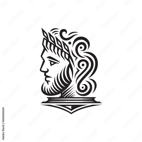 Ancient Greek Figure Face Head Statue Sculpture Logo design, Elegance logo apollo God wearing ...