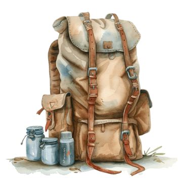 Watercolor Backpack Camping Clip Art, Watercolor, Camping, Camp PNG Transparent Image and ...