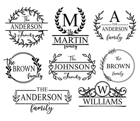 Family Name Monogram SVG Bundle, PNG, PDF, Family SVG