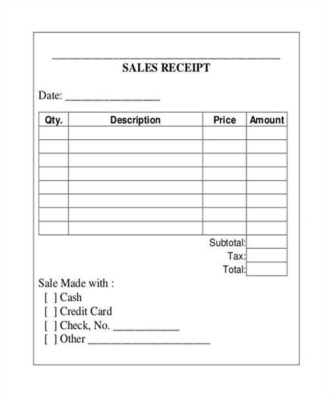 Receipt Forms Free - ThomasSauer Blog