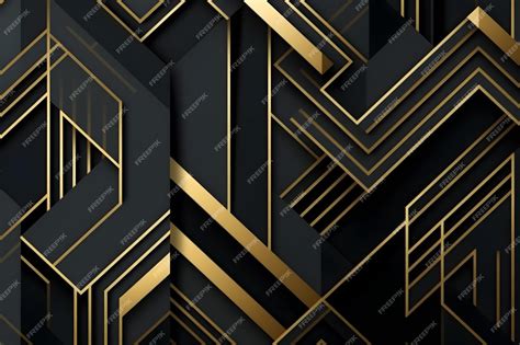 Premium AI Image | A black and gold geometric background with geometric shapes and lines.