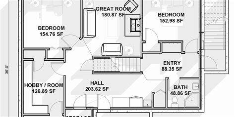 Basement Floorplans - The Clarita Craftsman Ranch House Plan With Walkout Basement / Ranch ...