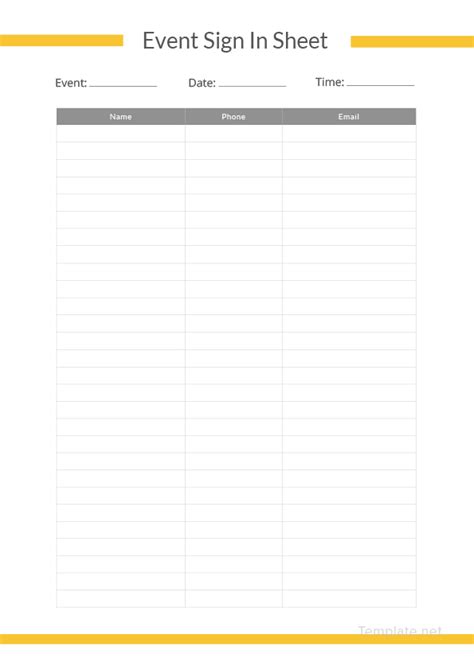 Event Sign In Sheet Template in Microsoft Word | Template.net