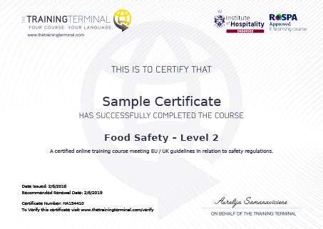 Experience certificate format for food quality control - vsaaj