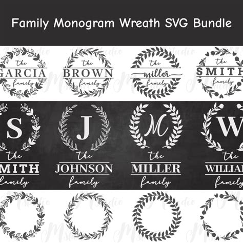 Family Monogram SVG Bundle, Wreath Monogram SVG, Family SVG – MasterBundles