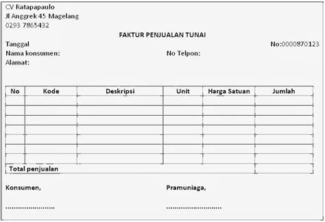 Contoh Faktur Penjualan Word - Gawe CV