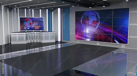 News Tv Studio Set Virtual Green Screen Background Loop Motion