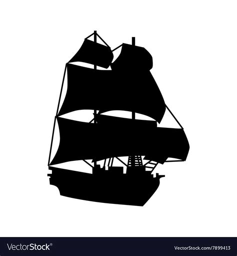 Sailing ship silhouette Royalty Free Vector Image