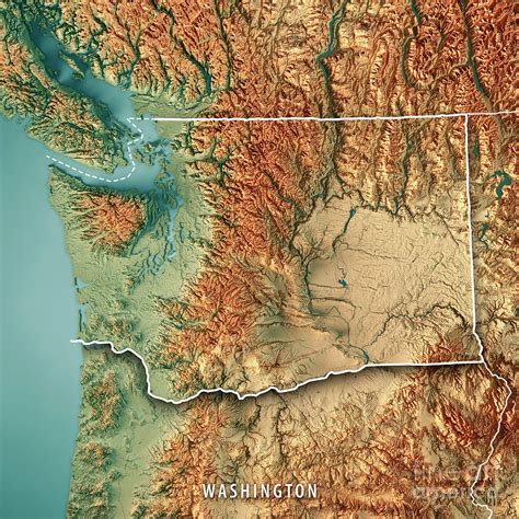 Topographic Map Washington State - Tourist Map Of English