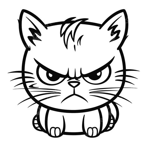 Angry Cat Coloring Pages Outline Sketch Drawing Vector, Cat Drawing, Wing Drawing, Ring Drawing ...