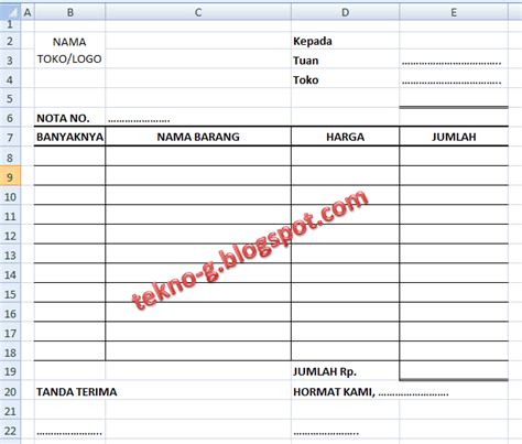 Nota Penjualan Dengan Microsoft Excel Niguru Indonesia Embassy - IMAGESEE