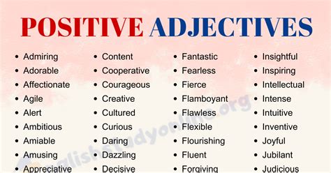 1000+ Positive Adjectives in English - English Study Online