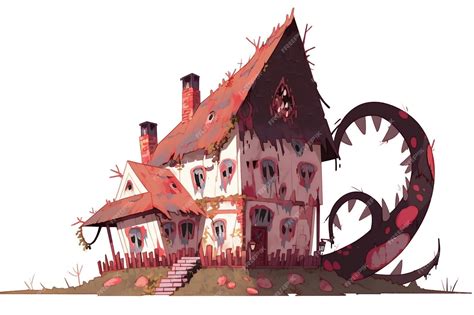 Premium AI Image | Monster House Illustration Style on White Background Generative AI