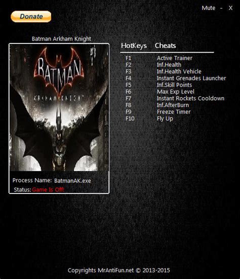 Batman: Arkham Knight Trainer +9 v08.20.2016 MrAntiFun - download cheats, codes, trainers