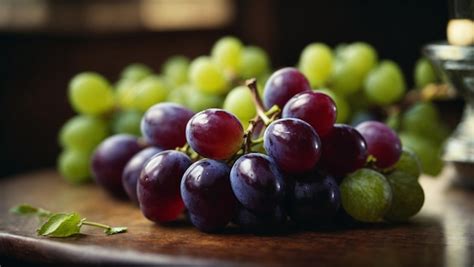 Premium Photo | Red grapes on a wooden table