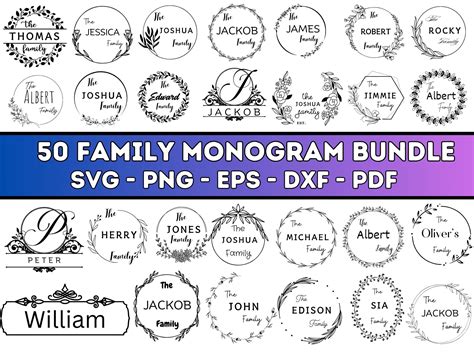 Family Name Monogram, Monogram Svg Bundle, Monogram Alphabet Svg, Wedding Monogram Logo, Svg ...