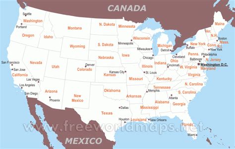 United States Map With Major Cities Printable - prntbl.concejomunicipaldechinu.gov.co