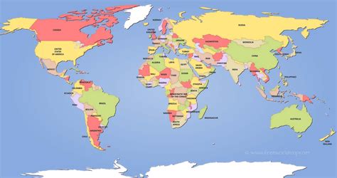 Free Large Printable World Map PDF with Countries