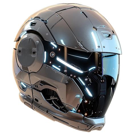 Premium Photo | Futuristic Helmet Design with Glowing Visor and Intricate Metallic Details