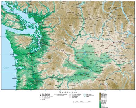 Digital Washington Contour map in Adobe Illustrator vector format WA-USA-212183