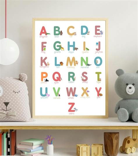 Alphabet Poster, ABC Poster Print, Animals Letters Poster, Educational Poster, English Classroom ...