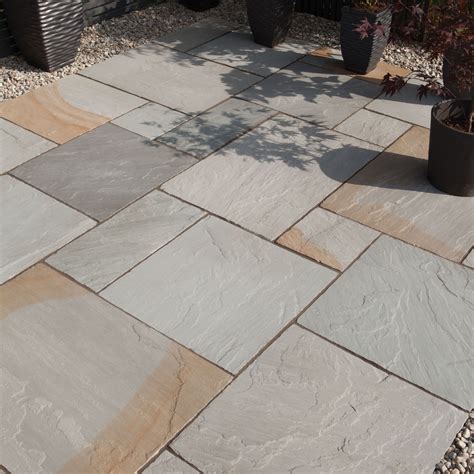 Rustic grey Natural Sandstone Single paving slab (L)600mm (W)600mm | Departments | DIY at B&Q