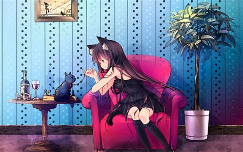 Purple Anime Cat Girl Wallpapers - Wallpaper Cave