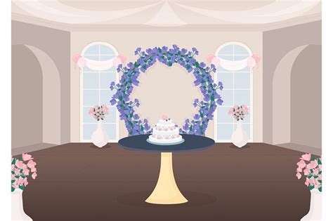 Banquet hall flat illustration | Color vector, Vector illustration, Flat color