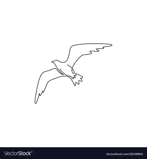 Single continuous line drawing elegant seagull Vector Image