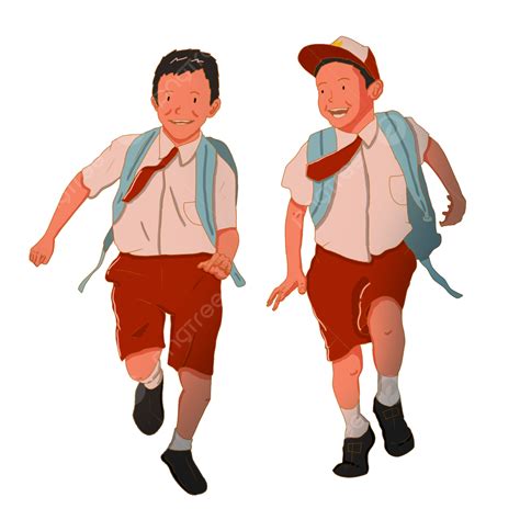 Illustration Of 2 Friends Going To School Happily Illustration Kids