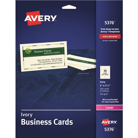 We provide design template services with product finishes including matt, gloss and velvet lamination. Avery® Laser Print Business Card - A8 - 2" x 3 1/2" - 250 ...