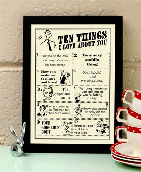 Things I Love About You Personalised Print For Him By Blue Fox Prints